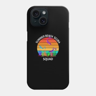 Summer Beach Scuba Squad Funny Cartoon Dolphin Animals Graphic Design Vintage for T-Shirt Vacation Trip Phone Case