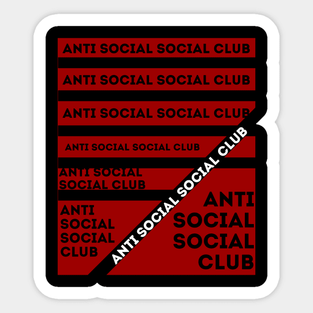 anti social club red Anti Social Sticker TeePublic