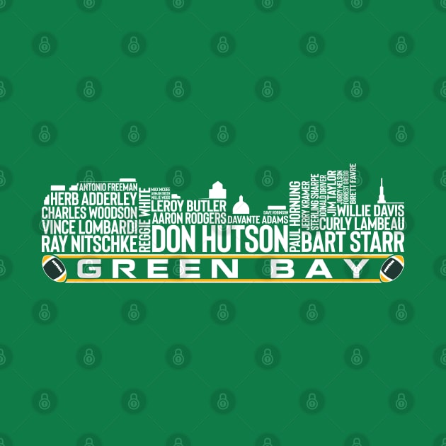 Green Bay Football Team All Time Legends, Green Bay Skyline by Legend Skyline