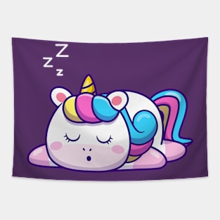 Cute Unicorn sleeping - cartoon animal & nature Tapestry