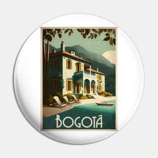 Bogotá Colombia Vintage Travel Art Poster Pin