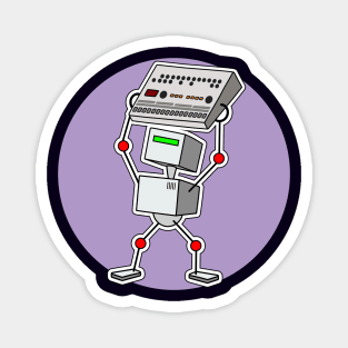 Robot Holding Drum Machine Purple Magnet