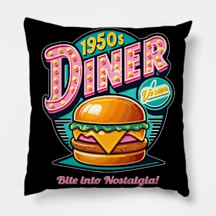 Retro 1950s Diner Cheeseburger Delight - Grilled Cheese Pillow