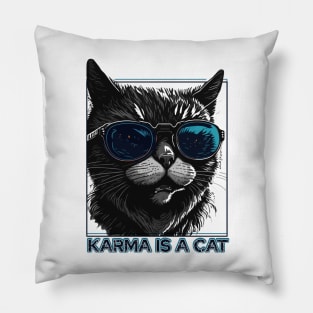 karma is cat - retro Pillow