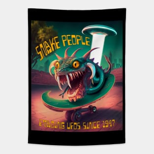 Snake People, Evading UFOs Since 1947, Retro Science Fiction Tapestry