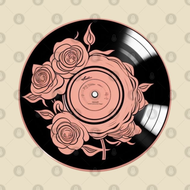 Rose Gold Rose Vinyl Record by musicgeniusart