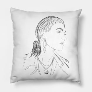 Line drawing woman minimal art Pillow