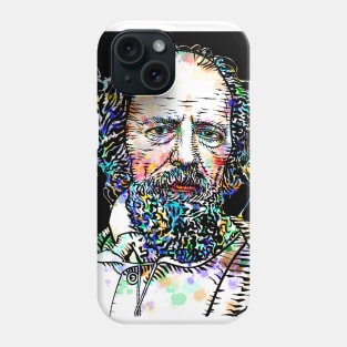 ALFRED,LORD TENNYSON watercolor and ink portrait Phone Case