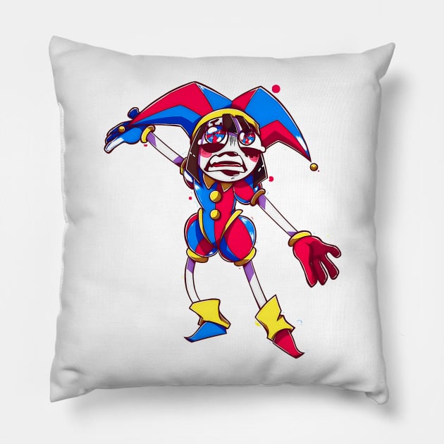 Amazing Digital Circus Pillow by Terrymatheny