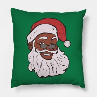 Black African American Santa Xmas Pillow