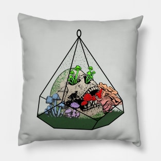 Skull and Mushroom Terrarium Pillow