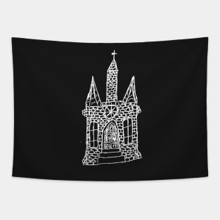 Dark and Gritty Church (white) Tapestry