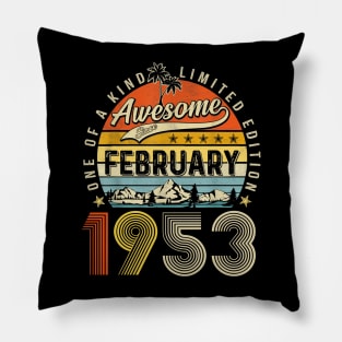 Awesome Since February 1953 Vintage 70th Birthday Pillow