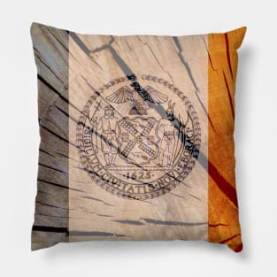 New York City Wood Flag Pillow