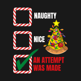 Naughty or Nice Christmas Pizza Tree T-Shirt