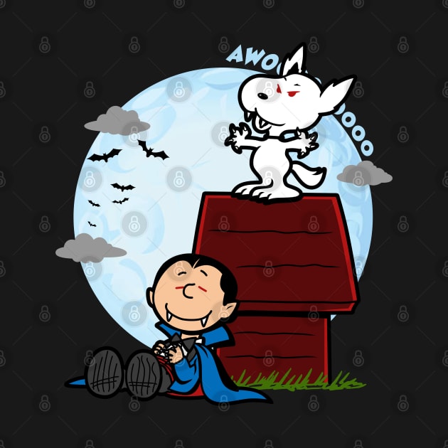 Cute Halloween Vampire Dracula Werewolf Funny Cartoon by BoggsNicolas
