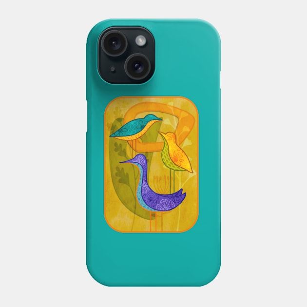 BIRDFLOWER Squawk Three Times Phone Case by rorabeenie