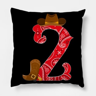 Kids 2nd Birthday Two Year Old Baby Cowboy Western Rodeo Party Pillow