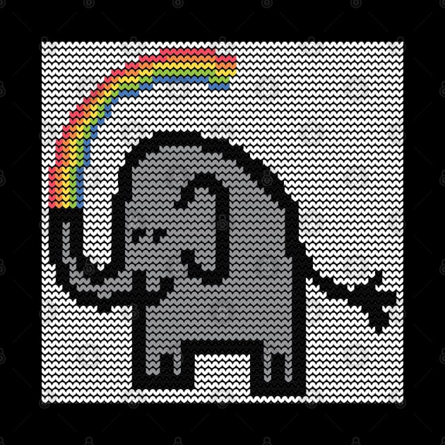 Animals Knitted Patch Ultimate Gray Elephant and Rainbow by ellenhenryart