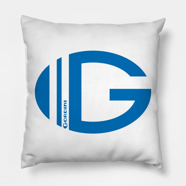 Retro Renault Gordini G emblem - Montlhéry, Monte Carlo Rally Pillow by retropetrol