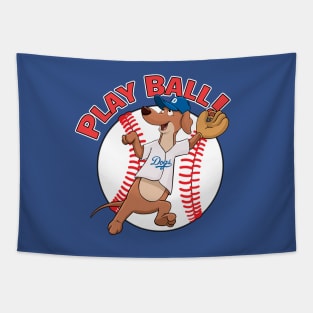 Dodgers Baseball Mascot Dodger Dog Tapestry