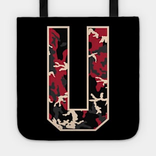 Initial Capital Letter U Camo Alphabet Gift Women Men Kids Tote