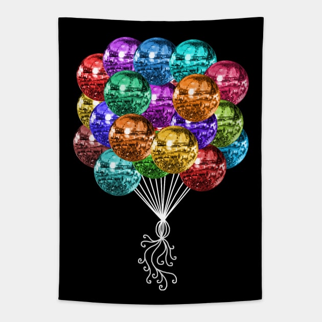 70's Multicolor Disco Ball Balloon Bunch Tapestry by Art by Deborah Camp