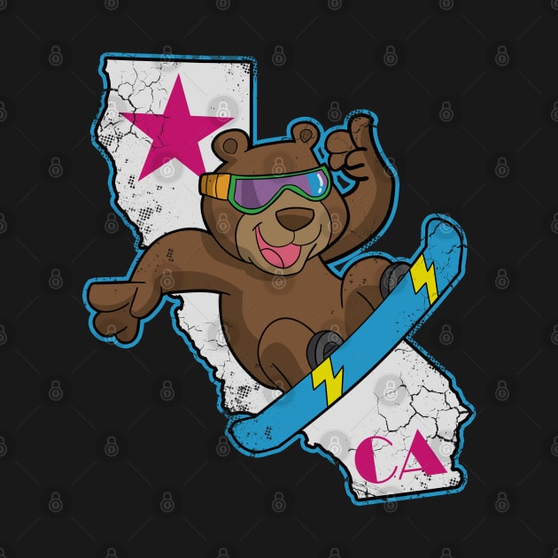 California Republic Bear Snowboarder Snowboarding by E