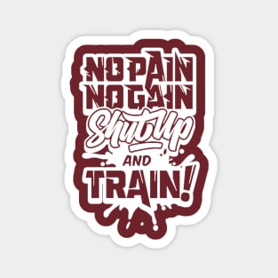 NO PAIN NO GAIN SHUTUP & TRAIN NOW Magnet