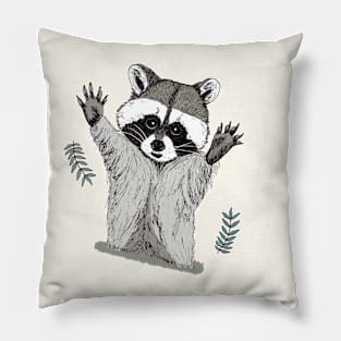 Jolly Playful Raccoon in Ink #1 Pillow