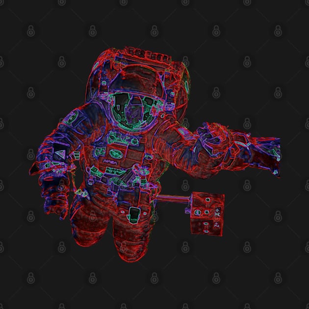 NASA Astronaut in Red, Blue, Purple and Green Colors by The Black Panther