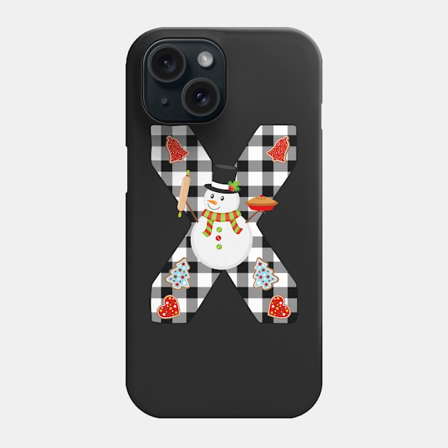 BW Buffalo Checks Pattern Monogram X | Snowman Phone Case by ExpressYourSoulTees