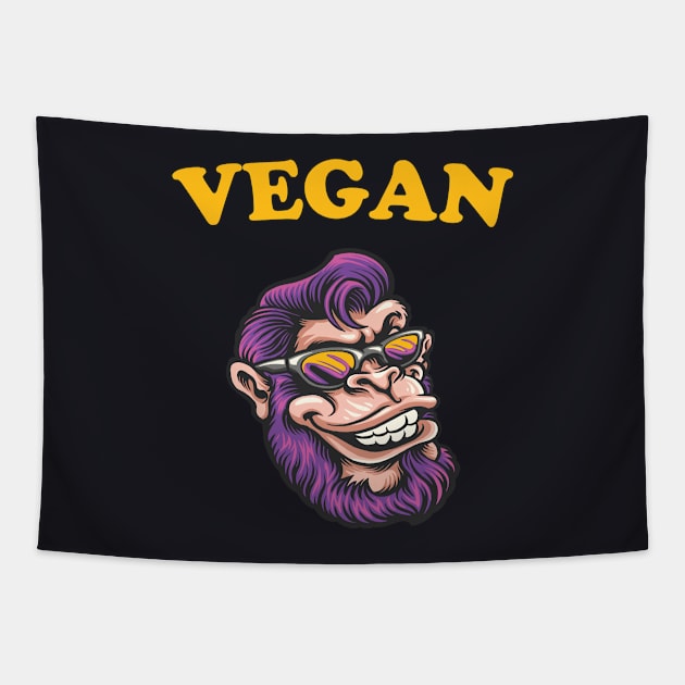 Vegan Monkey vegeterian Lifestyle Tapestry by Foxxy Merch