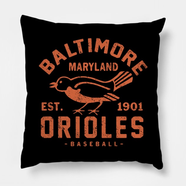 Baltimore Orioles Retro 1 by Buck Tee Pillow by Buck Tee