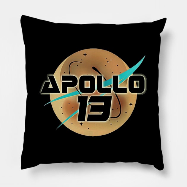 NASA  Apollo 13 Retro Logo Pillow by Lunar Lens