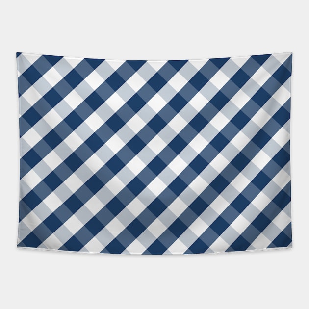 Blue and White Pin Check Gingham Tapestry by squeakyricardo