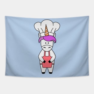 Adorable unicorn cooking Tapestry