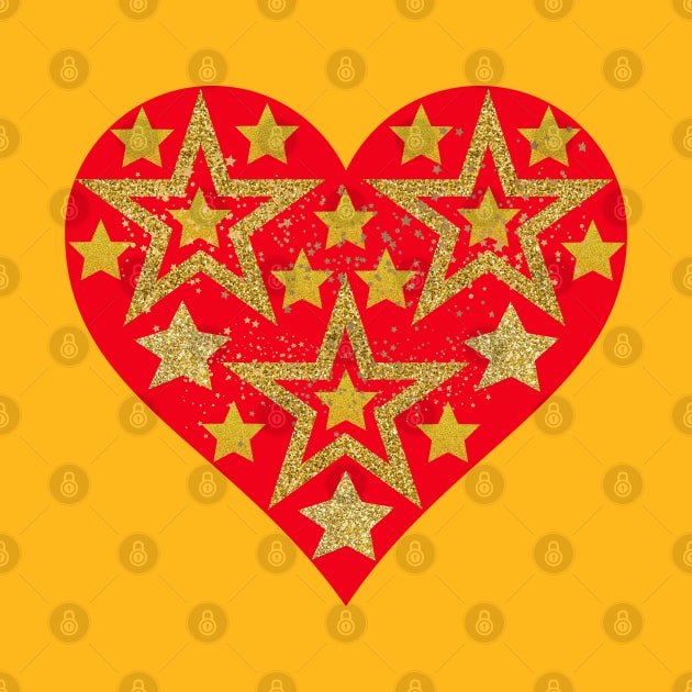 Gold stars in red heart. by Nano-none