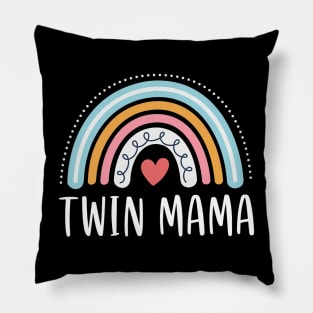 Twin Mama Gifts For Women Funny Mom Of Two Rainbow Pillow