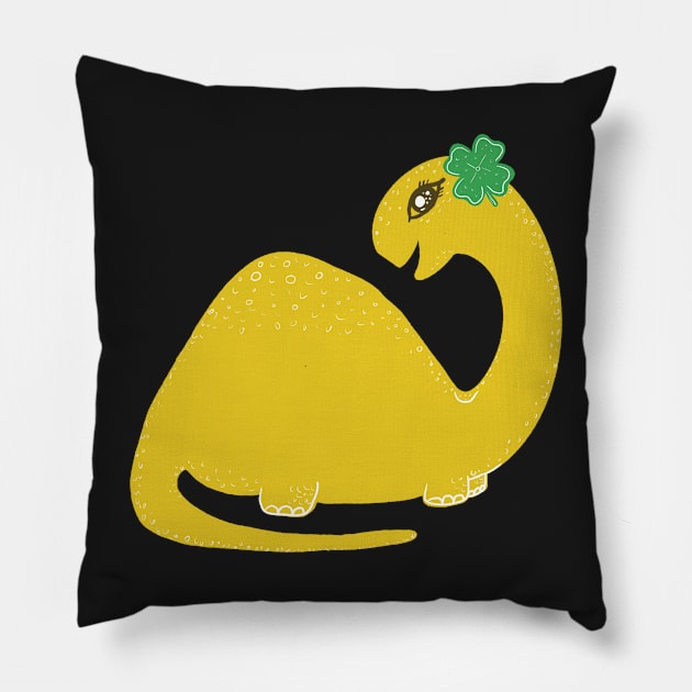 Shamrock dino st patricks day Pillow by Xatutik-Art