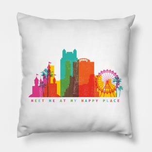 Meet me at my Happy Place. Happiest Place on Earth. Colorful Orlando Theme Park Skyline Pillow