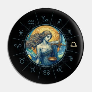 ZODIAC Libra - Astrological LIBRA - LIBRA - ZODIAC sign - Van Gogh style - 6 Pin