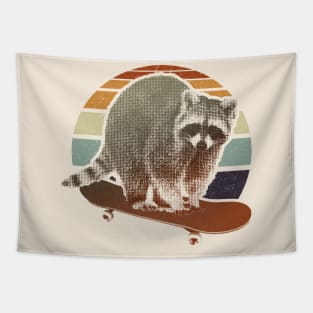 Raccoon on a skateboard retro Tapestry