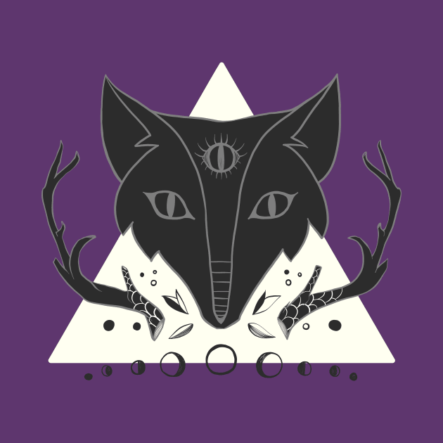 Fox, Antlers, Third Eye, And Moon Phases by cellsdividing