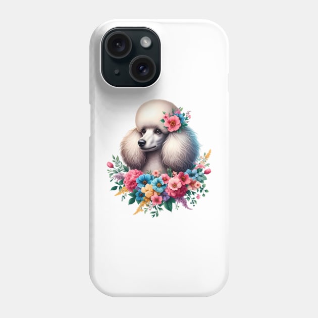 A poodle with beautiful colorful flowers Phone Case by CreativeSparkzz