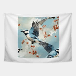 North American Birds - Bluejay Flying Tapestry