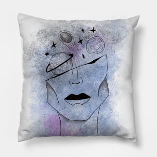 Girl with planets and space Pillow