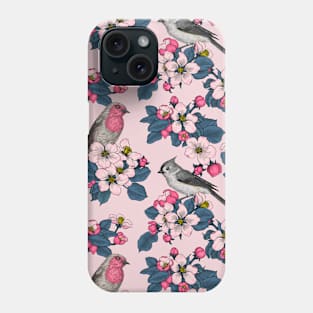 Birds and Blossoms on pink Phone Case