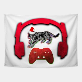 Christmas Tiger - Gaming Music Headphones - Christmas Holiday Gift Tapestry