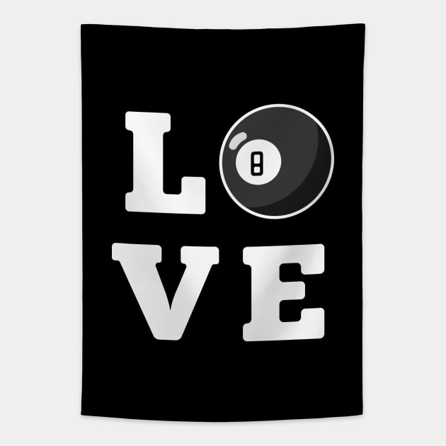 Love Billiard ball 8 White Tapestry by Adrian's Outline